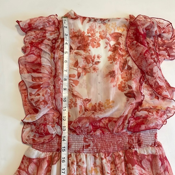 Zara Floral Red Patchwork Sheer Midi Sleeveless Dress M - Picture 16 of 16